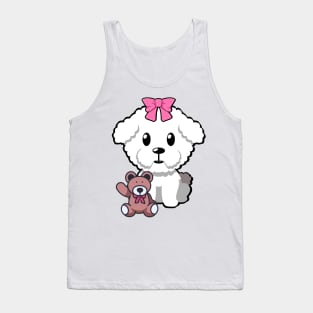 Funny Furry dog is holding a teddy bear Tank Top